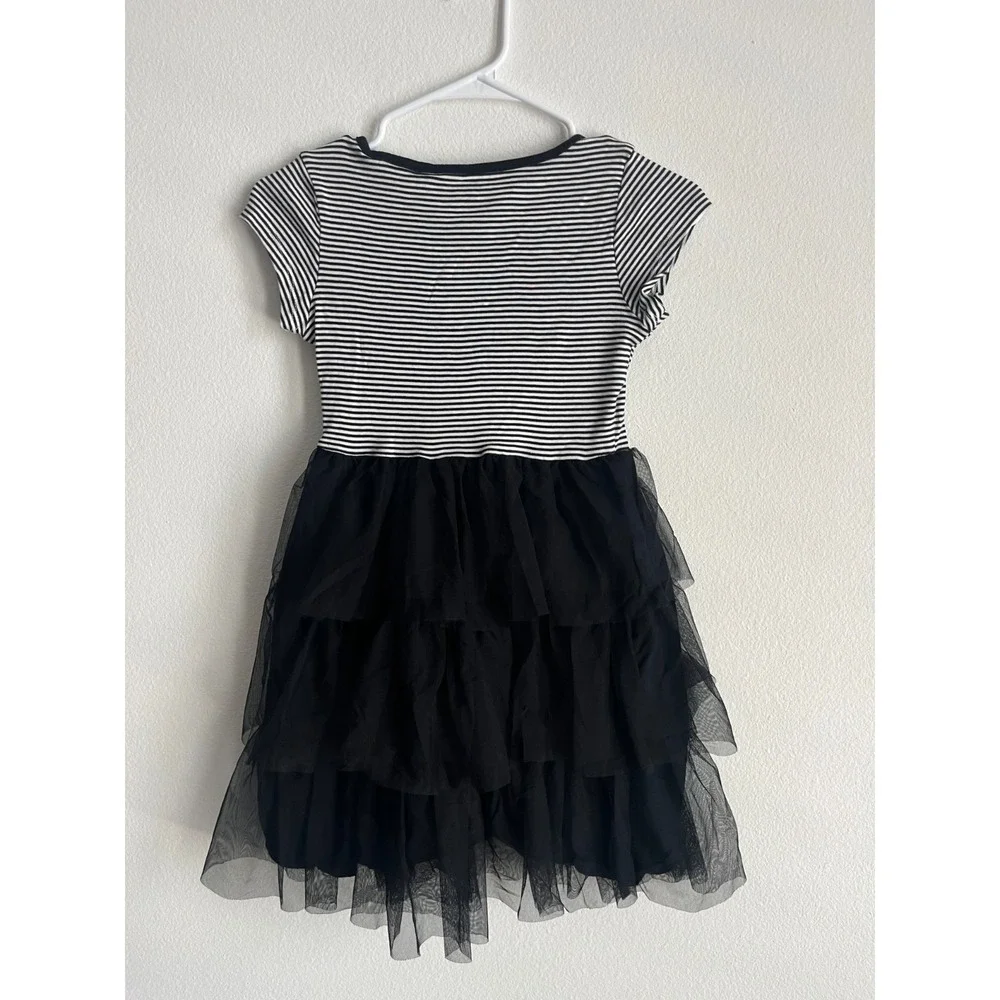 Carter's Halloween Tiered Tulle Dress‎ Kids 12 Black White Striped Round Neck